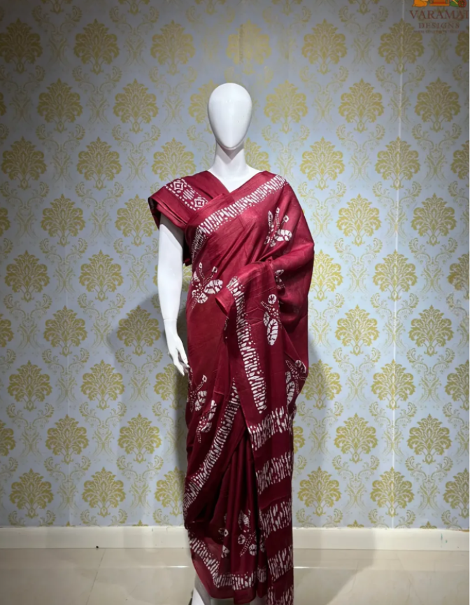 Maroon Fancy Cotton Saree