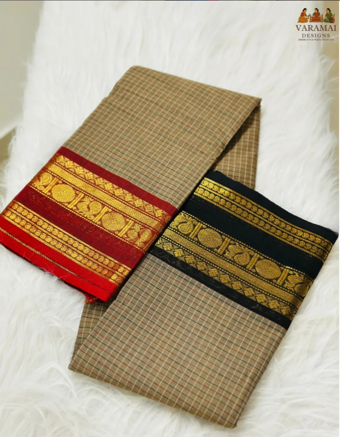 checked saree with its bold red and black