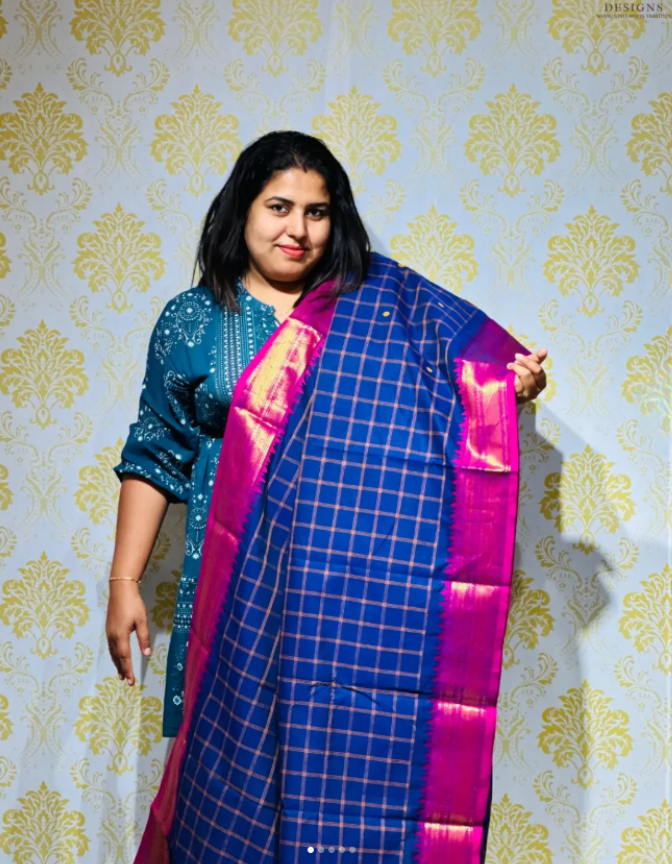 checked silk saree